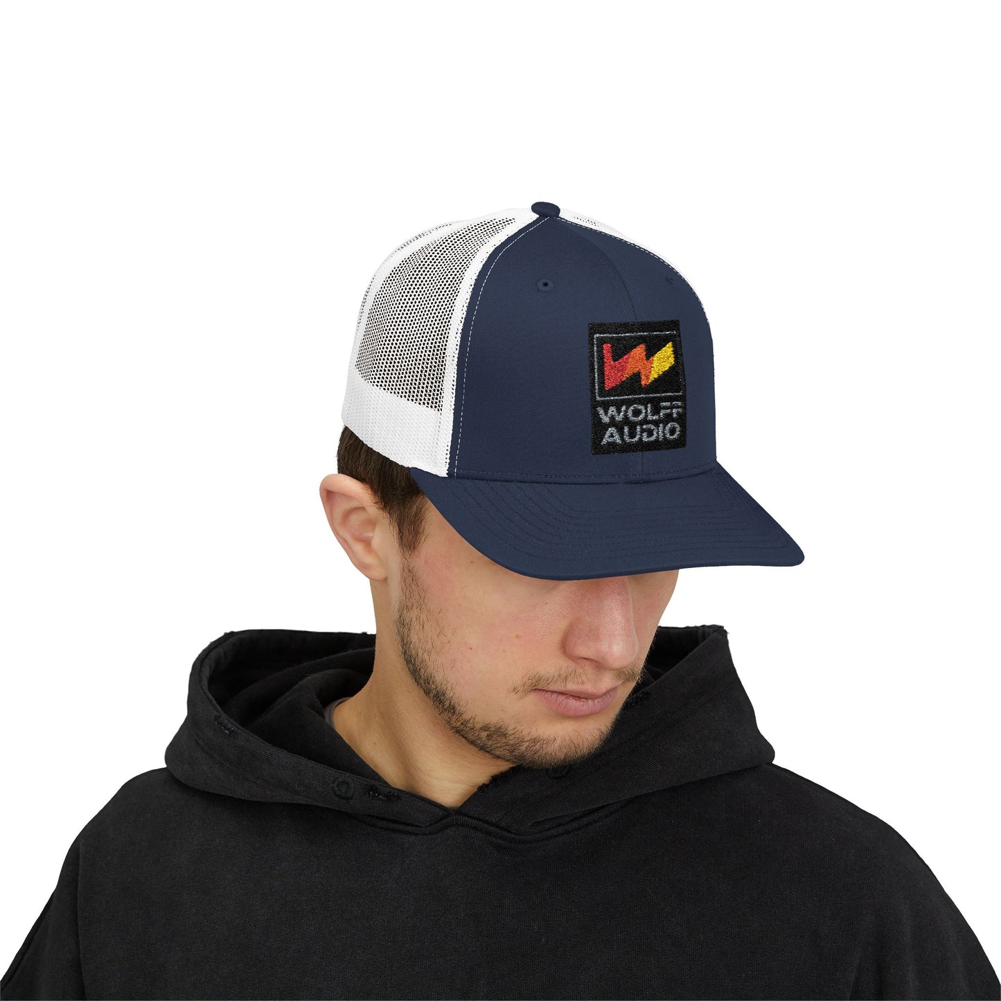 Wolff Audio Trucker Cap, Adjustable Hat for Outdoor Adventures, Music Festivals, Summer Wear, Casual Fashion