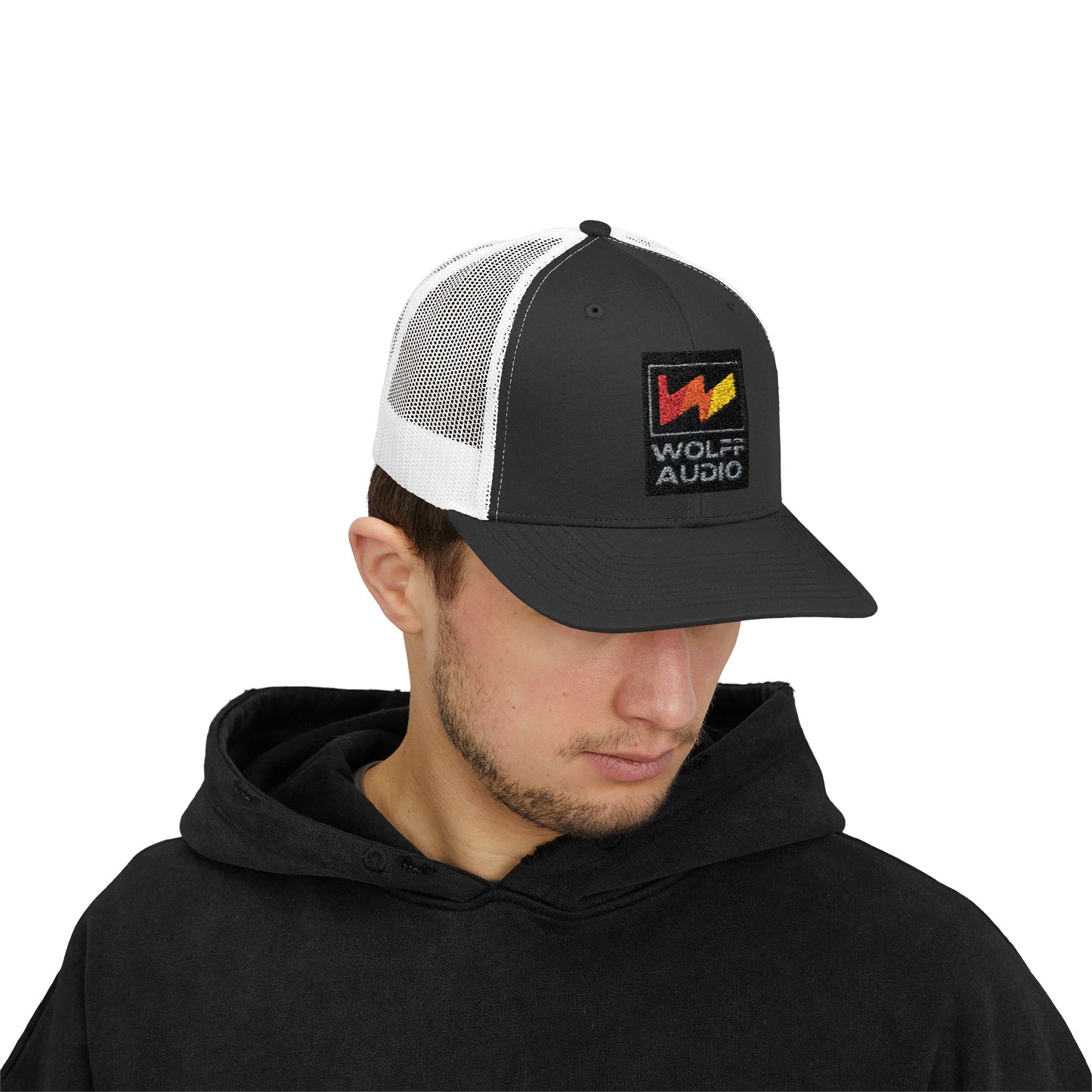 Wolff Audio Trucker Cap, Adjustable Hat for Outdoor Adventures, Music Festivals, Summer Wear, Casual Fashion