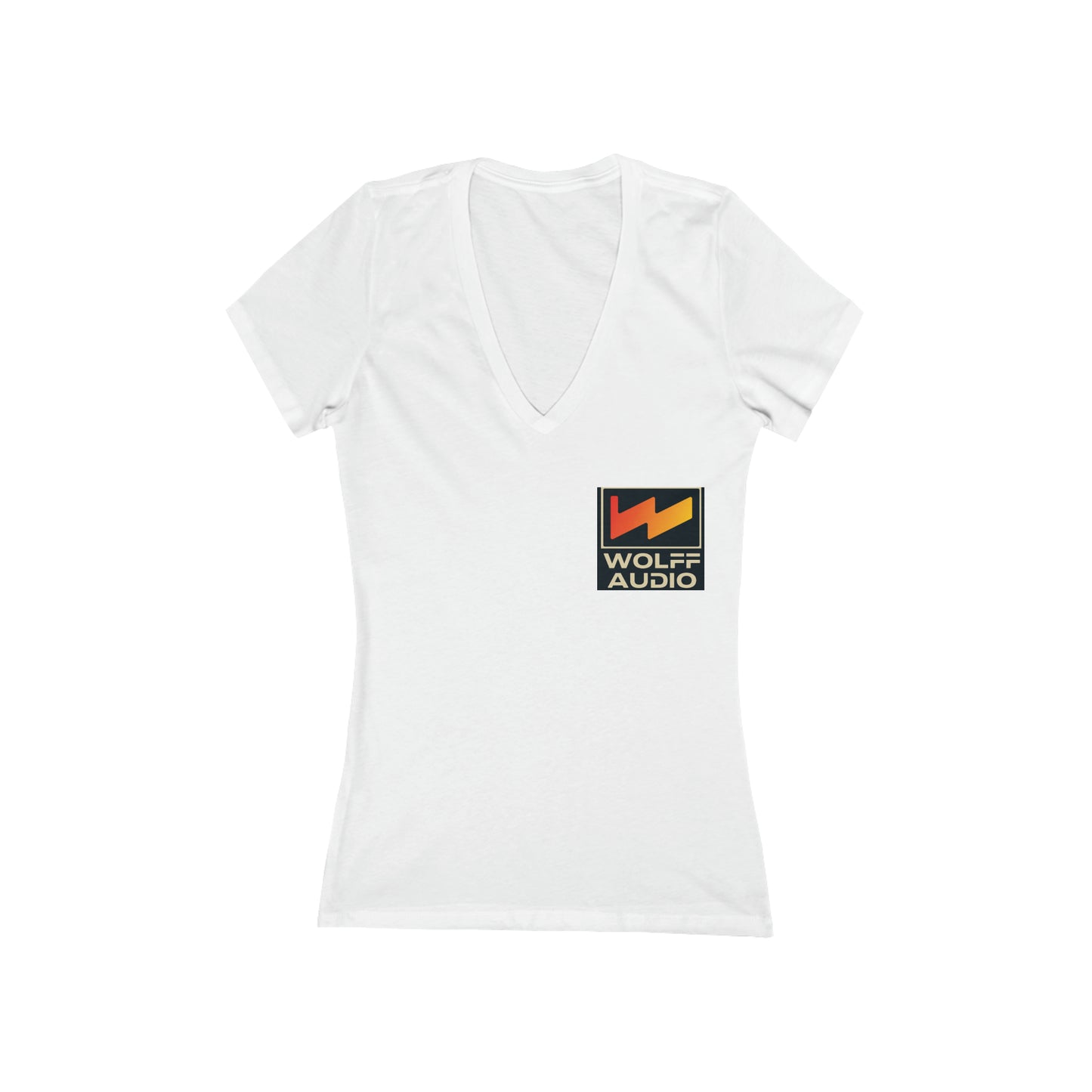 WOLFF AUDIO Women's Jersey Short Sleeve Deep V-Neck Tee