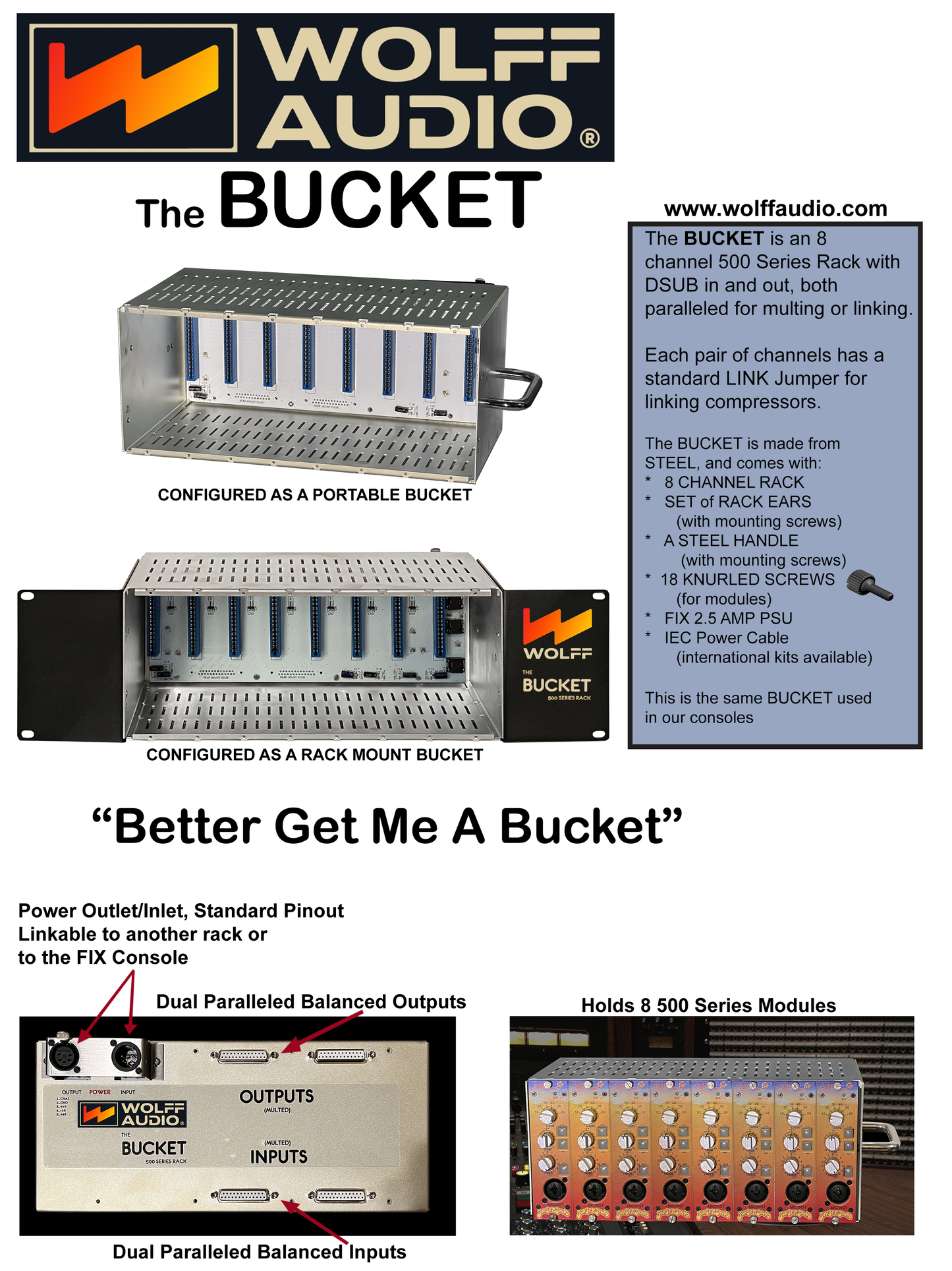 --The BUCKET--     500 Series portable OR rack mount module rack